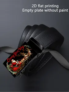 A 2D artistic design featuring warm winter festival atmosphere and interactive patterns with reindeer, suitable for business and casual wear, with an automatic buckle, ideal as a gift for Father's Day and Valentine's Day, Adjustable Belts, Printed Belt