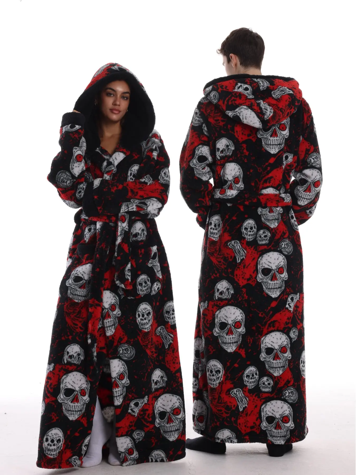 Elegant Skull Hooded Casual Loungewear Bathrobe for Home, Unisex Soft  Comfortable Loose Nightwear Sleep Robe with Pockets for Valentine's Day  Gift, Long Sleeve Washable Design - TikTok Shop