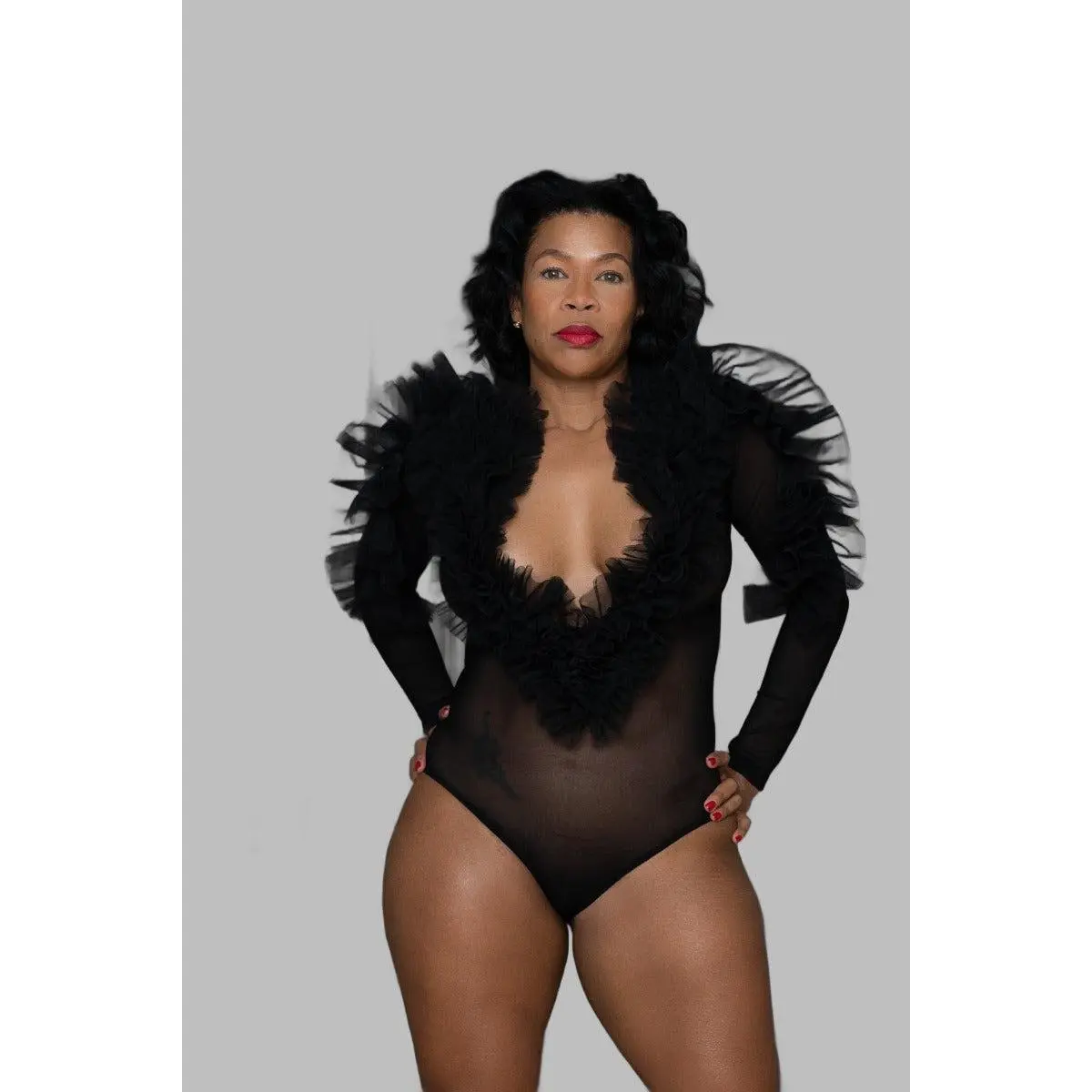 Ruffle Mesh Body Suit