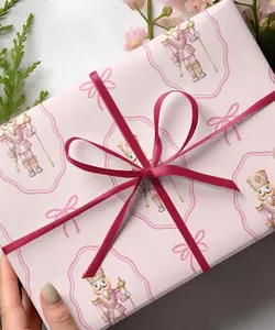 Light Pink Nutcracker Wrapping Paper: Coquette Christmas Gift Wrap