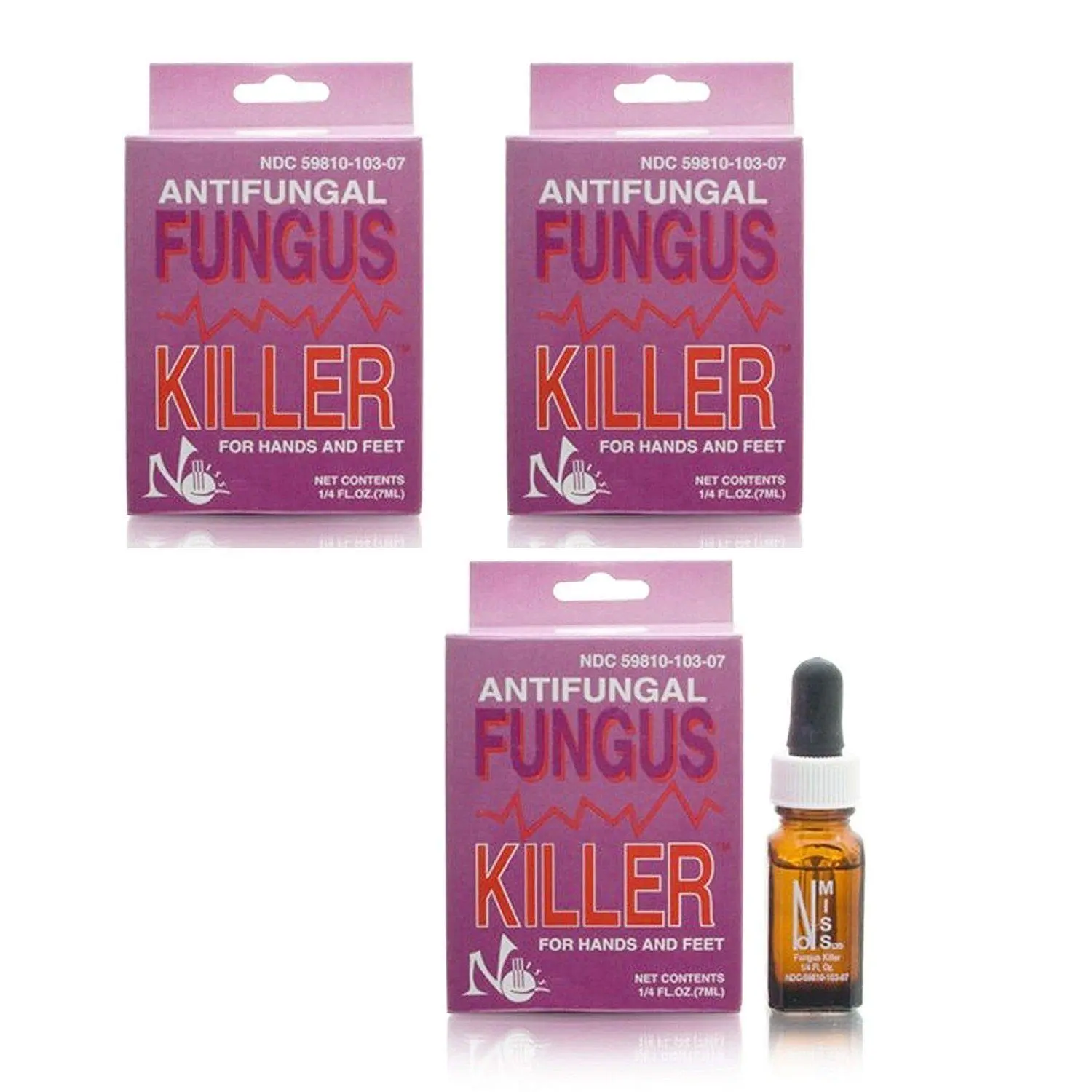 No Miss Antifungal Fungus Killer 1/4oz/7ml 3 Pack - Thymol Formula for Hands & Feet - Precise Quantity for Targeted Use, Treatment, Fungus Eliminator