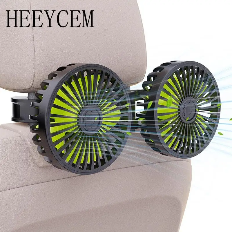 HEEYCEM USB Car Cooling Fan, 3 Speeds 360° Rotatable Vehicle Rear Headrest Fan, Powerful Electric Air Circulation Fan for Sedan SUV RV Truck