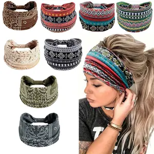 8pcs/Set Wide African Turban Headbands For Women, Vintage Wrap For Sports, Wide & Soft Fashion Headbands-Elastic Hair Masks, Luxury Hair Headbands, Anti Slip Knotting For Running Sports, Yoga Turban Hair Bands Hair Accessories For Daily Use