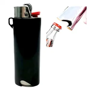 Metal Lighter Case Cover Fits Bic Lighter Standard Size J6 in black