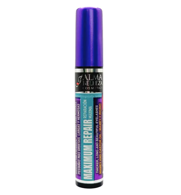 Alma Belleza Maximum Repair Waterproof Mascara with Castor Oil & Candelilla Wax, Thickening Lengthening Tube Mascara for Easy Use, 10ml Long-Wear Eye Cosmetic, 12-Month Shelf Life, Single Item, Volume Lash, Thicker Lashes, Pack, 12 Months