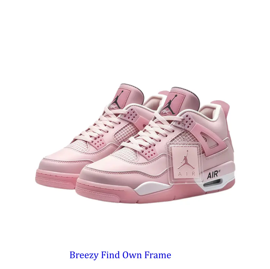Sakura Pink Leather with Matching Mesh and Midsole High-Top Retro Basketball Sneaker, Breathable Structure and Cushioning Design