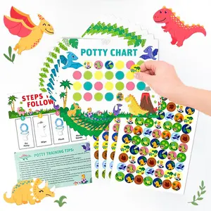 Dinosaur Pattern Potty Chart with Sticker, 1 Set Potty Training Sticker Chart for Boys & Girls, Potty Training Supplies for Home & Travel, Visual Learning Tools, Learning Materials