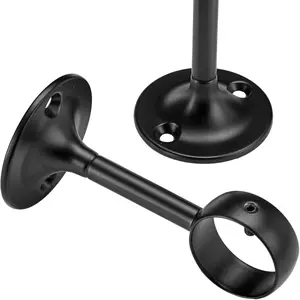 Set of 2 Black Curtain Rod Ceiling-Mount Brackets for Easy Installation