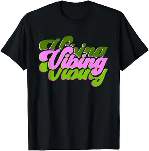 Pink and Green Vibing V2 Green and Pink Graphic T-Shirt