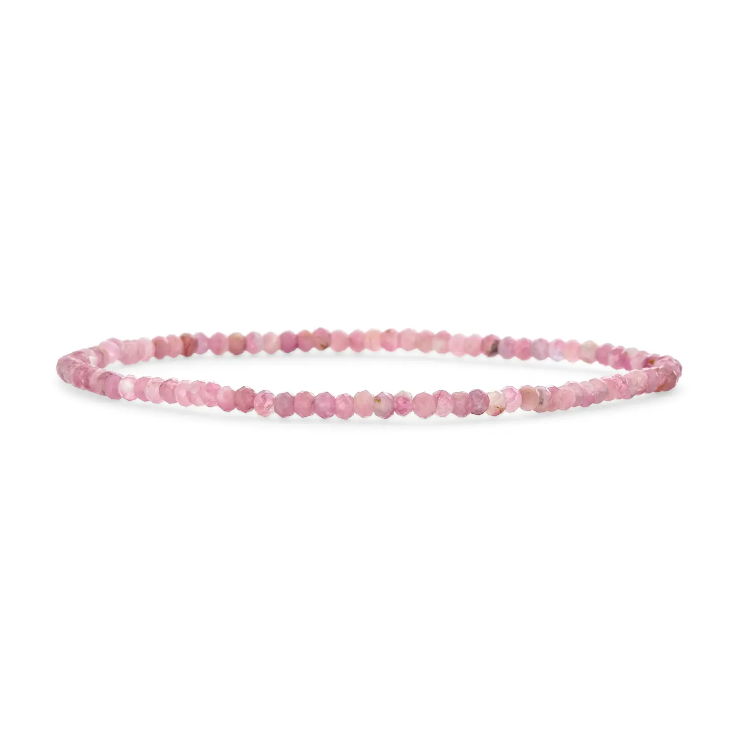 Red Garnet Pink Tourmaline Tiny Seed Gemstone Beda Stackable Strand Stretch Bracelet