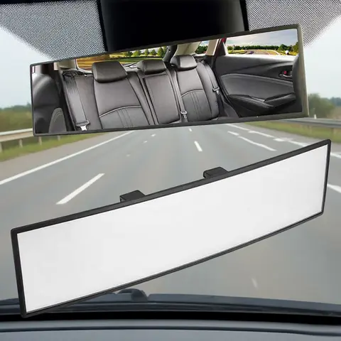 11.8" Wide View Panoramic Rear View Car Mirror - Clip-On Auto Accessories Interior, High-Definition Glass, Universal for SUVs-Trucks, Quick Easy Installation, Enhances Safety, Cars Accessories
