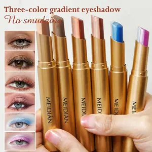 3-in-1 Easy Eyeshadow Stick for Beginners,SmudgeProof in Seconds, One-Stroke Application,Creamy Shimmer Trio Eyeshadow Stick Waterproof Longwear Liquid Eyeliner Color Changing Lip Oil Trio Waterproof Shiny Diamond Eyeshadow