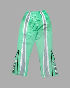 Unisex Y2K Streetwear Trackpants | Retro Wide Leg Windbreaker Joggers with Bottom Zipper | Casual Baggy Track Pants for Men & Women (Mint Green, Black, Purple, Beige)