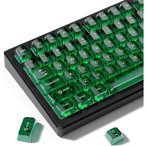 Dark Green Clear keycap Set,Transparent keycaps 60 75 100 Percent, Jelly Keycaps,Shine Through Custom Key caps,MDA Profile Key Caps Keyboard for Mx Switches Mechanical Keyboard