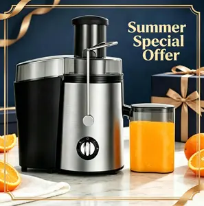 PM-Father’s Day Exclusive 3-Inch Fruit & Vegetable Feed Slot Centrifugal Juicer, wide-mouth centrifugal juicer for fruits and vegetables, easy to clean, stainless steel, BPA-free (black fruit/vegetable juicer gadget for kitchen).
