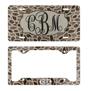 Personalized Monogram License Plate & Frame Set, Custom Initial Vanity Plate, Camo Car Accessory, Monogram Truck Tag, Southern Auto Decor, Custom Gift