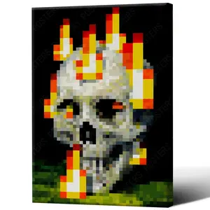 Minecraft Posters Burning Artistic High-Quality Print,Game posters,Anime posters,Vibrant Colors Rustic Charm Stunning Visuals Trendy Funny Wall Art Dorm Room Decor Pixel Art for MC Fans - Decoration Items living artwork home cuadro canvas modern abstract
