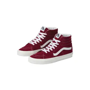 VANS Sk8-Hi Pig Suede Red High Top Sneakers with Iconic Sidestripe & Reinforced Toe Caps