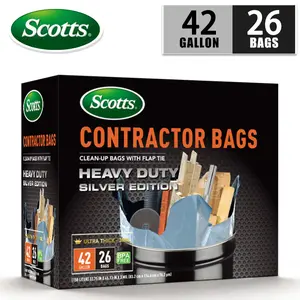 Scotts 26-Count 42gal (158L) Non-Tear Sturdy Trash Bags, Disposable Leak-Proof Trashbags with Handles for Large Kitchen Trash Cans