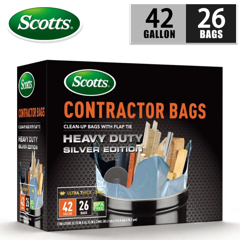 Scotts Trash Bags, 26-Count 42gal (158L) Leak-Proof Non-Tear Sturdy Trashbags with Handles for Large Kitchen Trash Cans