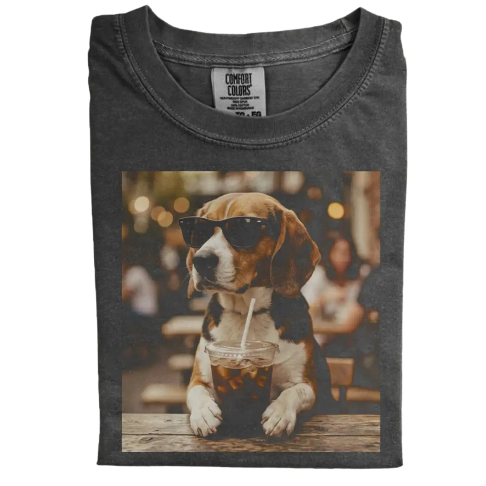 Funny Beagle Iced Coffee Comfort Colors T-Shirt, Vintage 90s Cool Dog Meme Tee, Coffee Lover Graphic, Unisex Fit Design, Gift for Dog Lovers