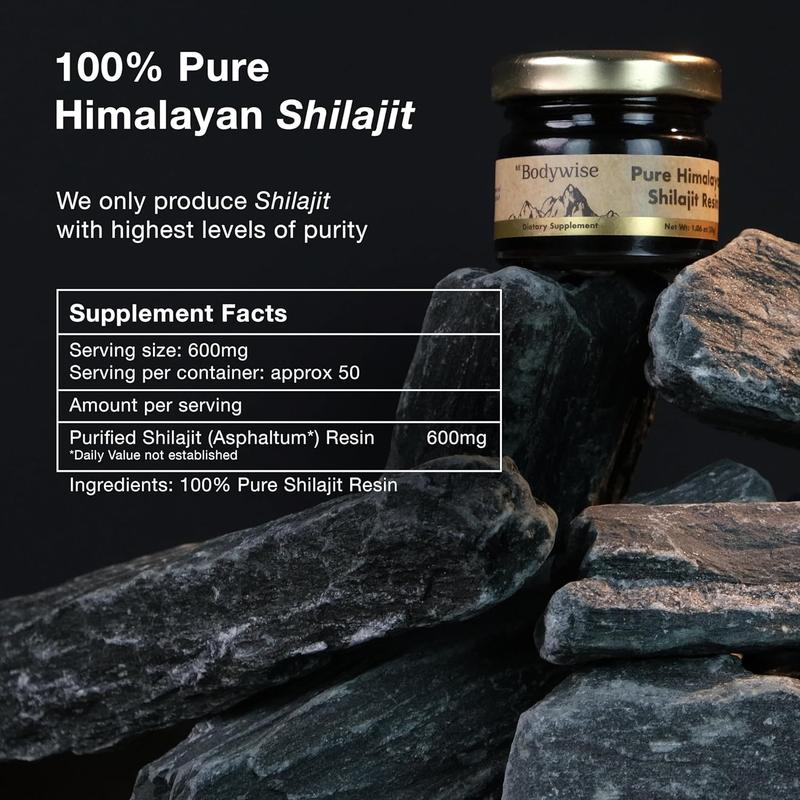Be Bodywise Pure Himalayan Shilajit Resin I 600 mg I 75%+ Fulvic Acid & 85+ Trace Minerals | Zero Sugar I Lab Tested I Heavy Metal Free I 100% Authentic & Natural, Organic I for Men & Women I 30 gm
