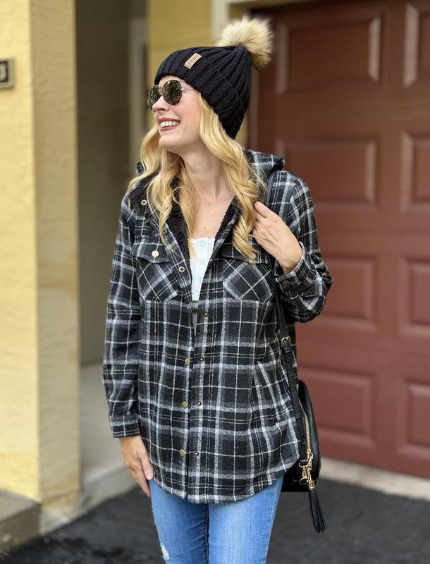 ZEAGOO Womens Plaid Shacket Jacket Long Sleeve Button Down Fleece Hooded Jackets Warm Coat christmas cropped trench coat hoodie jumper Christmas ZEAGOO Womens Plaid Shacket Jacket Long Sleeve Button Down Fleece Hooded Jackets Warm Coat christmas cropped trench coat hoodie jumper Christmas