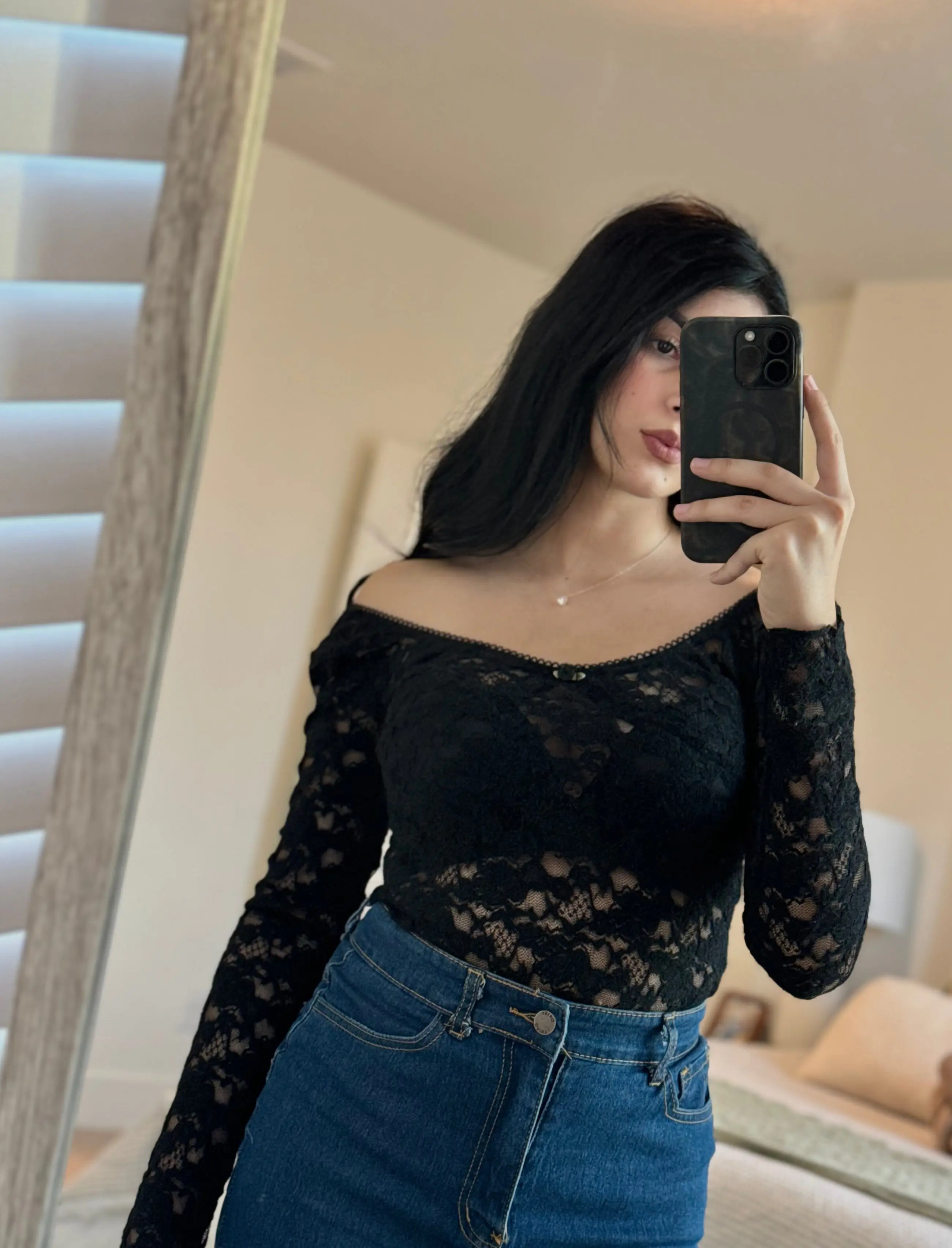 lace top navy - TikTok Shop