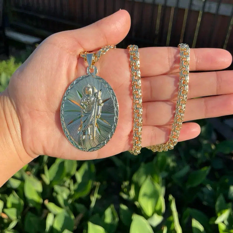 High quality San Judas oval chino link chain durable jewelry High quality San Judas oval chino link chain durable jewelry