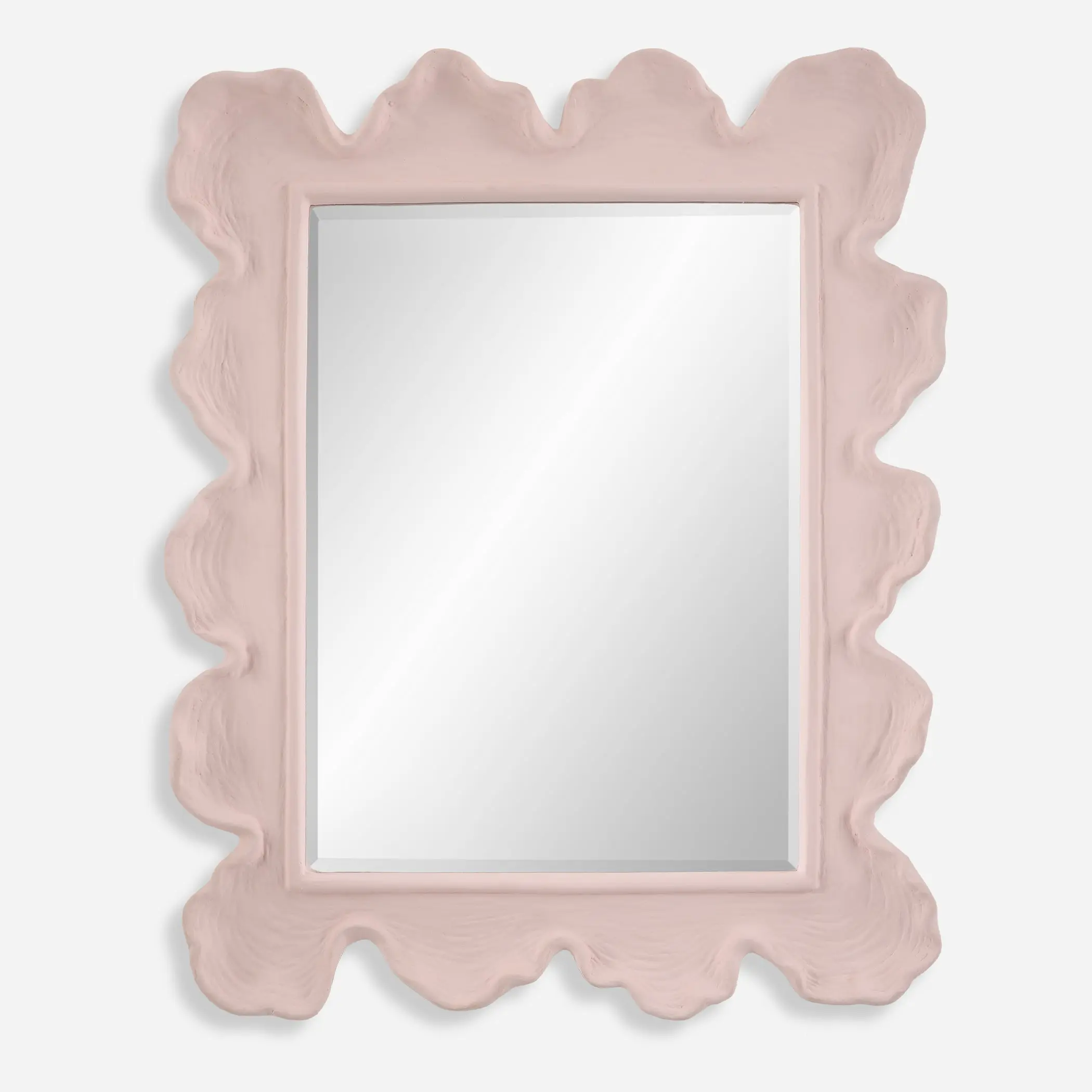 Uttermost 09955 Sea Coral Pink Mirror with Organic Shaped Frame and Coastal Design
