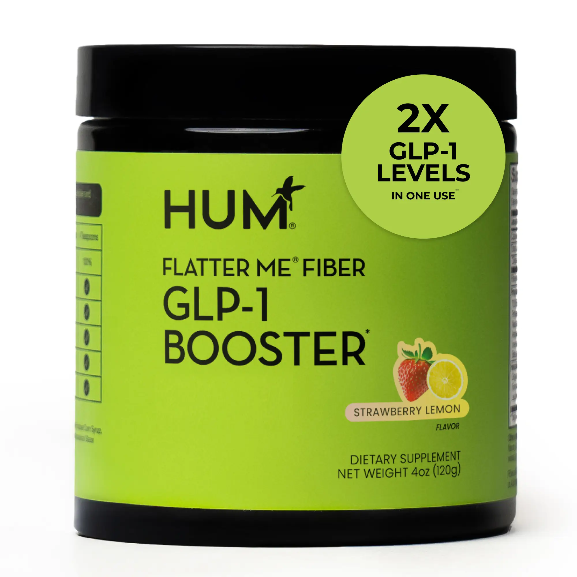 HUM Nutrition Flatter Me Fiber GLP-1 Booster - Strawberry Lemon Flavor - Clinically Backed Prebiotic Fiber Supplement for Optimal Healthcare & Fitness