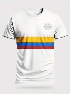 Colombia Football T-Shirt White Soccer Graphic Breathable Quick Dry for Colombian Fans, Football Enthusiasts & Casual Sportswear Lovers, Football Jersey