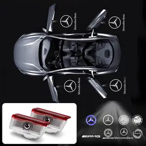 2Pcs Car Emblem Door Courtesy Lights Welcome Lamps Ambient Lights, Multifunctional Ambient Lights for Mercedes Benz M-class W166 2011-2019 E-class W212 2009-2016 B-class W246 2011-2018 A-class W176 2012-2018 C Coupe W204 2008-2015 C-class W205 2015-2021
