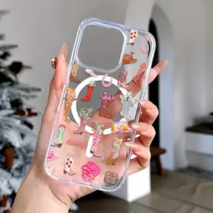 Fashion Pink Flower Shoe Pattern Compatible with iPhone 16 15 Pro Max Plus 14 13 12 mini 11 X XR XS Beautiful Gift Durable shockproof Anti-Scratch PC Protective Case Design Offers Shockproof Supports Magnetic Wireless Charging