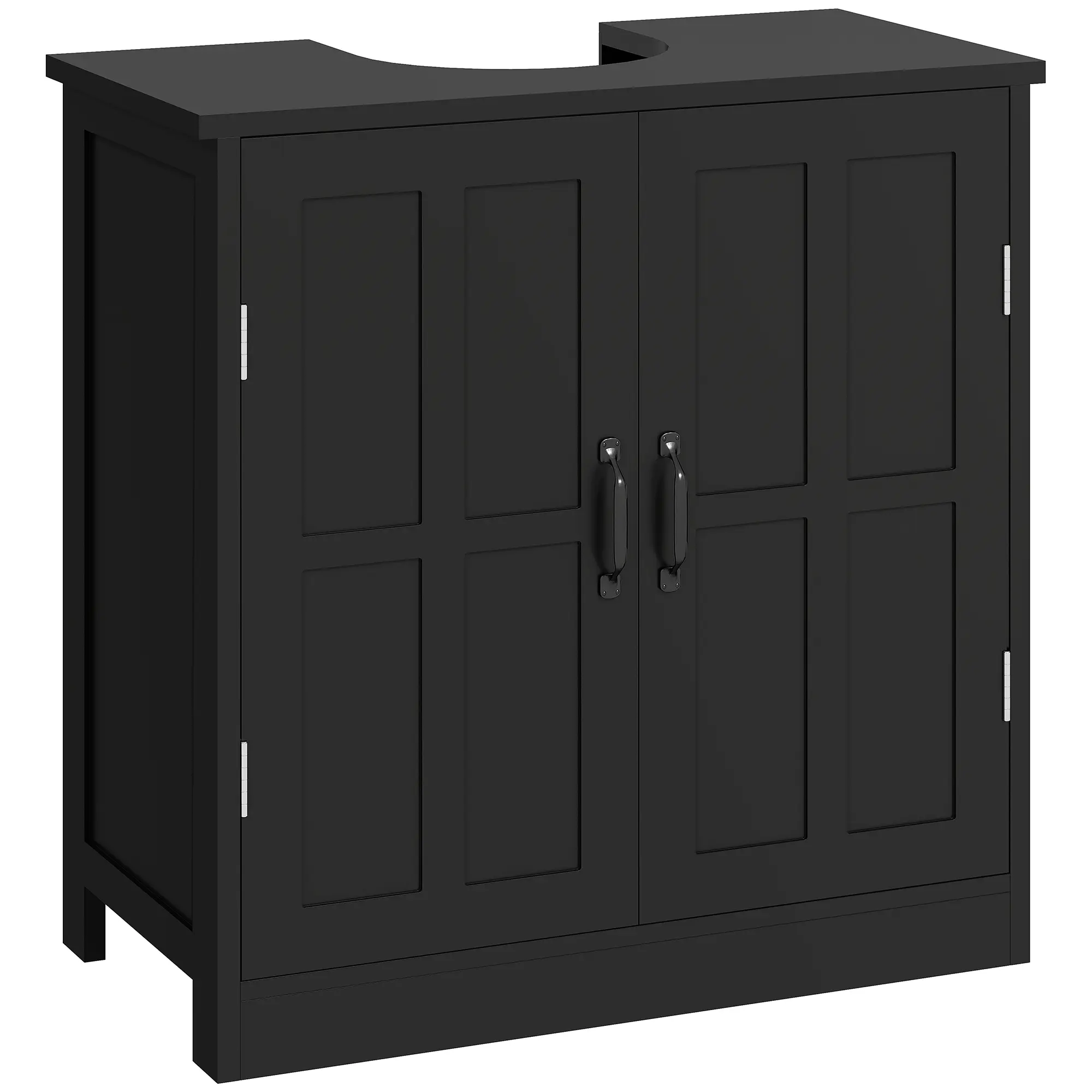 Bathroom Floor Cabinet, Pedestal Under Sink Storage with U-Shaped Pipe Cutout, Adjustable Height Interior Shelf, Recessed Double Water-Resistant Doors, 44 LBS Load Capacity Particle Board Organizer