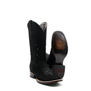 2461602601 - Vaquero Signature Women's Wide Square Toe Boot Nobuck Black