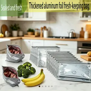10pcs Reusable Zipper Food Storage Bags, Leak-Proof, Odor-Resistant, Multi-Sized, Ideal for Kitchen Organization, Vegetables, Meat, Grains