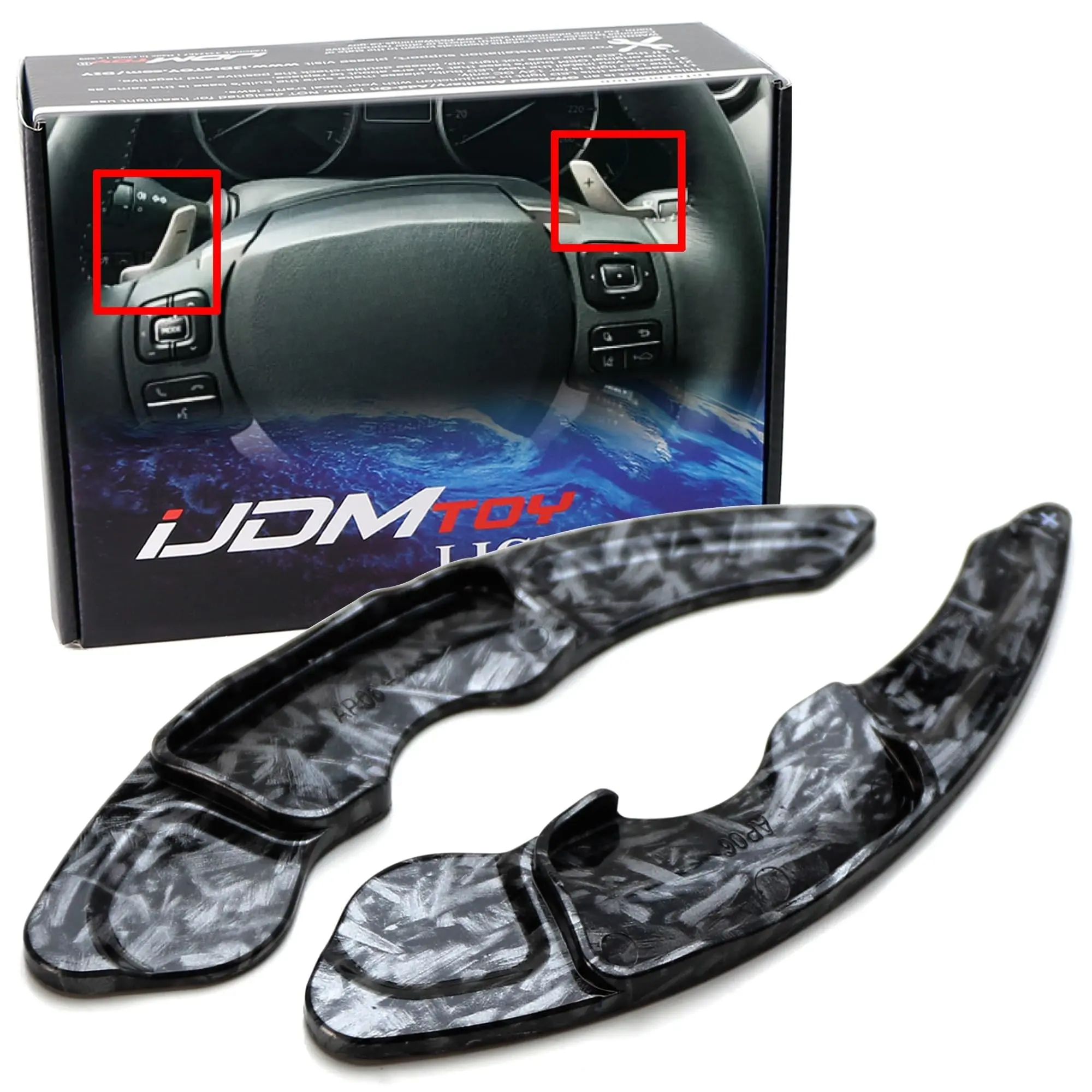 Lexus IS250 IS300 IS350 RC300 RC350 NX200t NX300 CT200h, Forged Carbon Fiber Pattern Style Larger Paddle Shifter Extensions