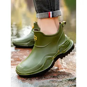 Unisex Fashionable Waterproof Rain Boots, Anti-Comfortable PVC Water Shoes, Outdoor Lightweight Short Boot Fishing and Work, Waterproof Outdoor Footwear