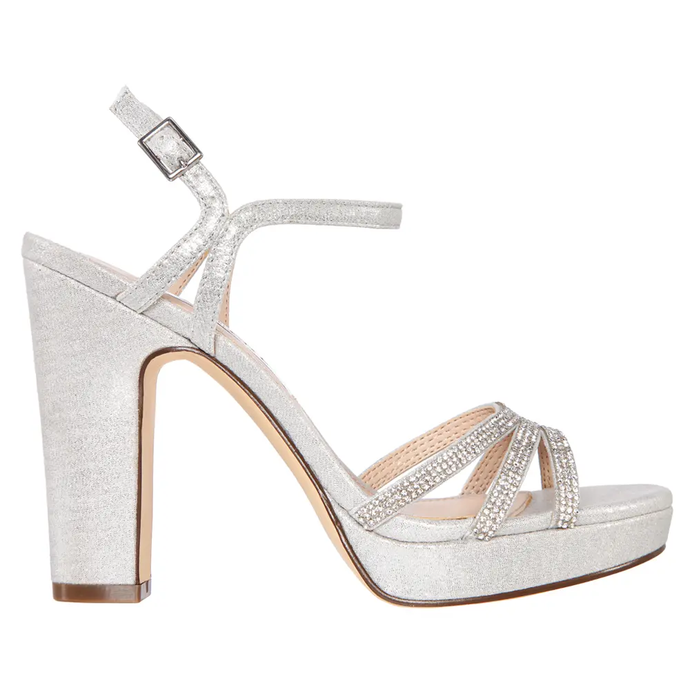 Nina Womens Saralyn Metallic Platform Dress Sandals High Heel 3" & Up - Silver