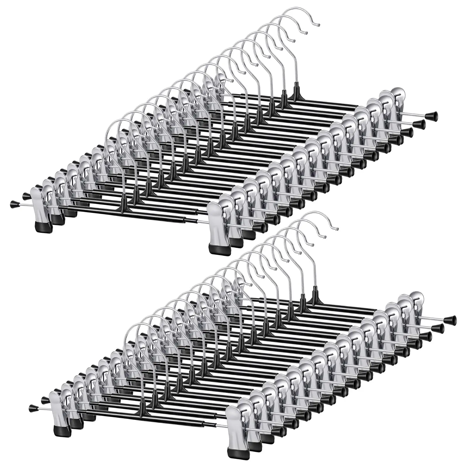 Hangers with Clips, Heavy Duty 30 Pack, Adjustable Metal Pants Hanger, Skirt Hangers for Women Space Saving Hangers for Jeans Closet Organizers and Storage
