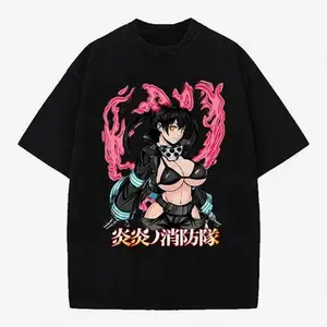 "IGNITED BEAUTY" - Tamaki Kotatsu - Fire Force Anime Vintage / Acid Washed Oversized T-shirts NW8