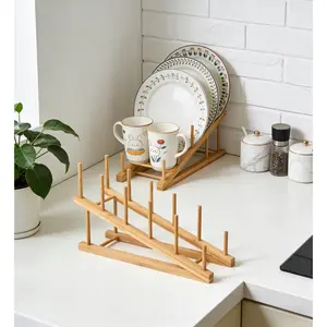 SICANDAENHK Tired of messy piled tableware?These 2 pieces bamboo dish rack set is your perfect solution!Multi-functional stand organizer for drying plates, bowls, cups, pot lids and cutting boards, space-saving slim design fits cabinets