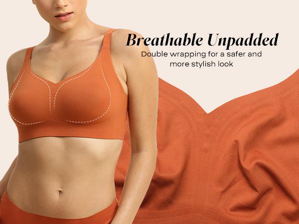 COMFELIE Wireless Unlined Bare Minimizer Bra, Visibly Slimming Ultra-Thin Seamless Lingerie UB008