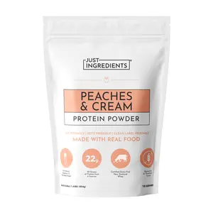 Just Ingredients - Peaches and Cream Protein Powder (15 servings) - with Certified New Zealand Grass-fed Whey