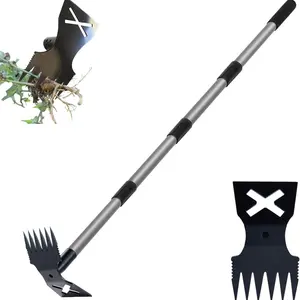 Weed Puller Tool with Long Handle, 60" Manual Weeder Remover, 2 in 1 Hand Weed Rake and Garden Hoe, for Yard, Lawn, Patio, Garden