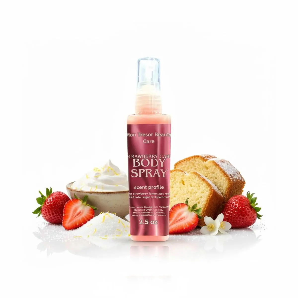 Strawberry Cake Body Spray - 2.5 oz & 4 oz Bottle with Natural Ingredients, Aroma Fragrance for Freshening Up Your Daily Routine Fruity Indulge, Fruit Fragrances, 4 – 4.9 Fl Oz