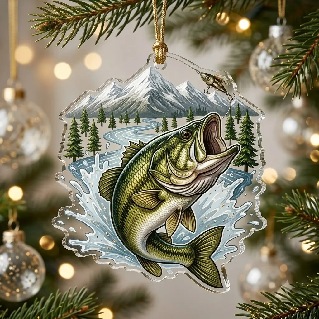 Outdoor Fishing Acrylic Christmas Ornament, Festive Home & Party Decoration