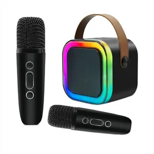 Mini Karaoke Machine with Microphone Sound SystemPortable with 2 Wireless icrophones RGB LED Lights HiFiStereo Sound for Girls & Children Aged 4-12 FamilyGatherings