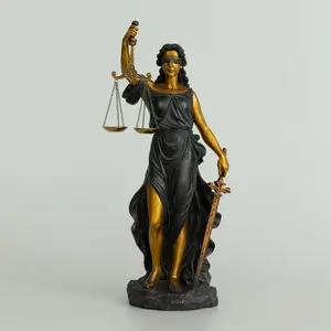 Lady Justice Statue, 13in Bronze and  Decorative Sculpture with Scale and Sword, Law Office Desk Decor, Lawyer , Blind Justice Figurine for Bookshelf Living Room (Bronze & )
